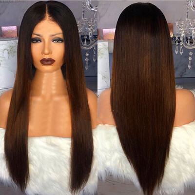 

〖Follure〗Fashion Synthetic Long Gradient Black Brown Straight Natural Hair Full Wigs