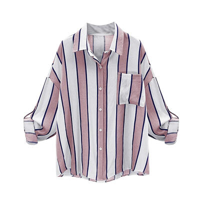 

2017 Summer Long Sleeve Striped Blouse Women Large Size Loose Shirt Vintage Chemise Femme