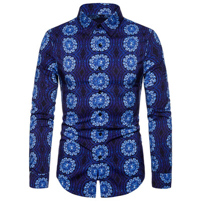 

Tailored Mens Casual 3D Printing Colorful Slim Long Sleeve Dress Shirt Blouse Tops