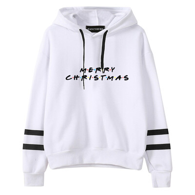 

Women Fashion Letter Printed Merry Christmas Hoodie Casual Long Sleeve Xmas Friends Pullover Hooded Sweatshirt