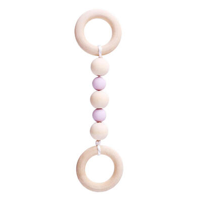 

Baby Silicone Wood Beads Teether Ring Chain for Newborn Infant Tooth Train