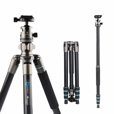 

BONFOTO B674A Portable Aluminum Alloy Lightweight Camera Travel Tripod Monopod With Ball Head For DSLR Bronze Grey