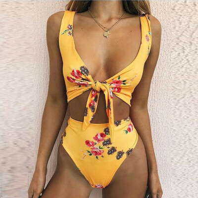 

Women Padded High Waist Bikini Floral Swimsuit Beachwear Bathing Suit Swimwear