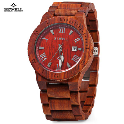 

Bewell ZS - W109B Quartz Men Watch Wooden Band Date Display Wristwatch