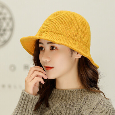 

2019 autumn&winter new Korean version of the casual ladies wool knitted wool hat tide solid color warm basin hat fisherman hat