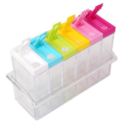 

Greensen Transparent Seasoning Box Clear Spice Rack Organizer Condiment Holder with 6 Compartments