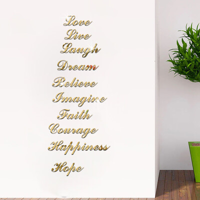 

〖Follure〗Acrylic Silver Mirror Effect Quote Word Art Stair Decals Wall Sticker Home Decor