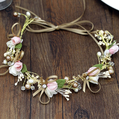 

Mori girl Korean girl wreath flower bracelet handmade children hair accessories hairpin flower headdress flower girl accessories