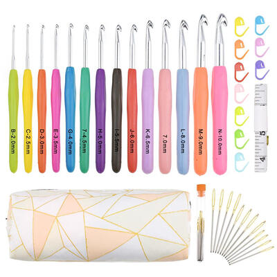 

14pcs Soft Handle Sewing Needles Crochet Hooks Stitching Knit Craft Tools
