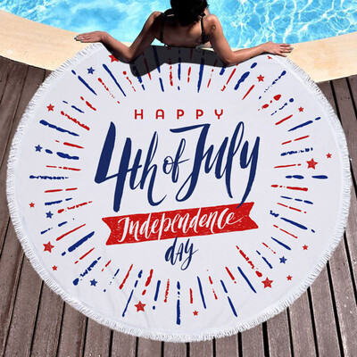 

Gobestart Independence Day Round Beach Pool Home Shower Towel Blanket Table Cloth Yoga Mat