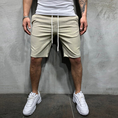 

Tailored Mens Casual Joggers Striped Patchwork Pocket Drawstring Short Pants Trouser