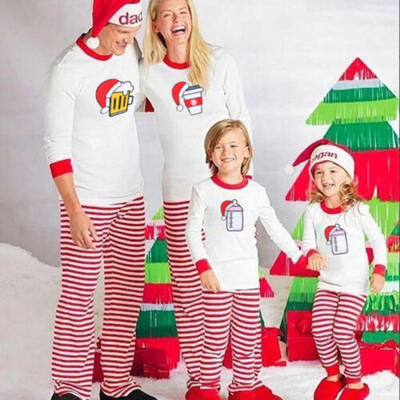 

Family Matching Christmas Pajamas Set Women Baby Kids Beer Sleepwear Nightwear