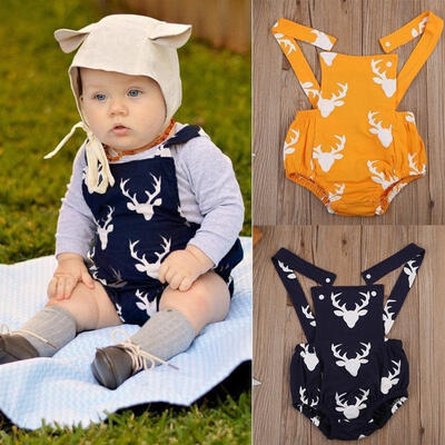 

Newborn Baby Boy Girl Clothes Deer Romper Playsuit Bodysuit Jumpsuit Outfit