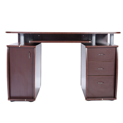 

Wood Computer Desk PC Laptop Study Table Workstation Home Office Furniture Writing Table 3 Drawers Bookcase