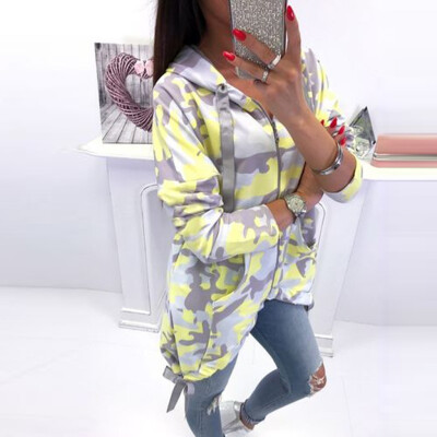 

Tailored Women Long Sleeve Camouflage Love Zipper Open Front Sweatshirt Hoodie Overcoat