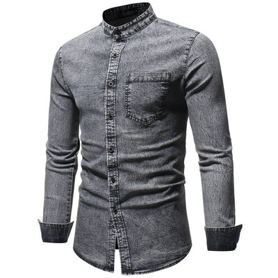 

Mens Long Sleeve Dress Button Down Causal Shirt Fancy Solid Slim Fit Color NEW