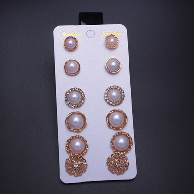 

12 PairsSet Simulated Pearl Stud Earrings Set 2019 New White Beige Color Round Ball Statement Earrings for Women Gift Brincos
