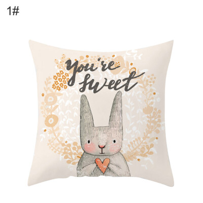 

Happy Easter Rabbit Flower Throw Pillow Case Cushion Cover Sofa Bed Car Decor