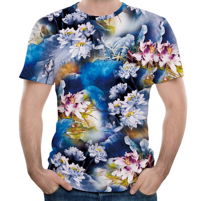

New Fashion Lotus 3D Printed Men\s Short Sleeve T-shirt
