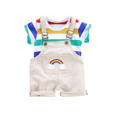 

Baby Boys Girls Casual Clothes Sets Summer Newborn Infant Boy Clothes Tops T-shirtSuspender Pants 2Pcs Kids Girls Outfits