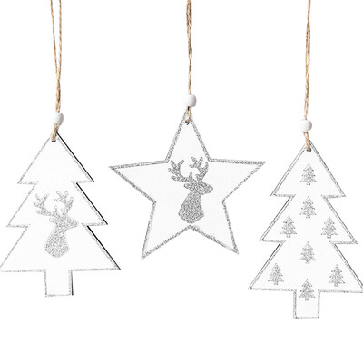 

Toponeto Wooden Mini Christmas Tree Deer Hanging Pendant Ornaments Christmas Home Decor
