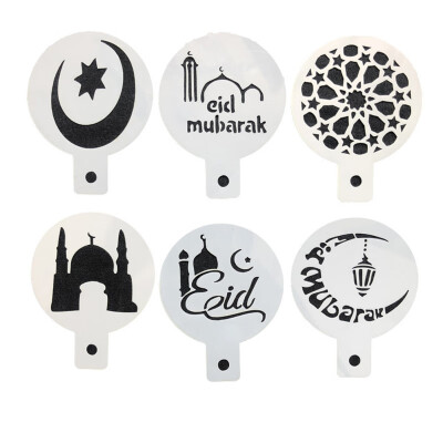 

Muslim Eid al-Fitr Ramadan Cake Coffee Printing Template Mold Spray 6pcs Set DIY Fondant Cake Biscuits Decoration Tools