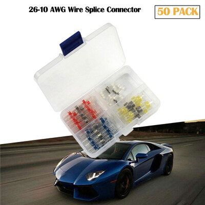 

Tailored 50PCS Solder Sleeve Heat Shrink Butt Waterproof 26-10 AWG Wire Splice Connector