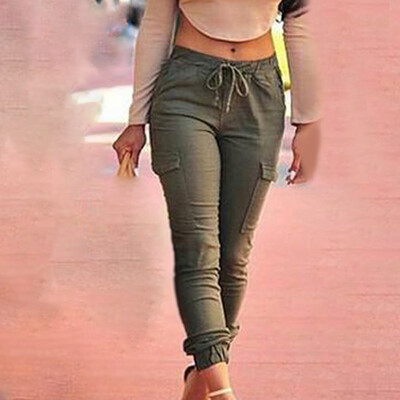 

Women Elastic Waist Leggings Trousers Casual Sweatpants Slim Fit Workout Bottoms