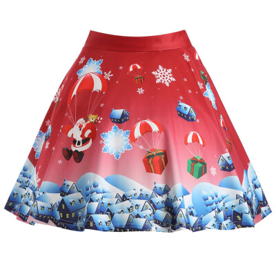 

Christmas Gift Santa Claus Print Plus Size Skirt