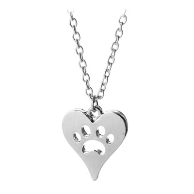 

Women Fashion Cute Jewelry Creative Hollow Love Dog Claw Necklace Heart-shaped Sweater Chain