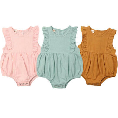 

Newborn Infant Baby Girl Clothes Sleeveless Romper Cotton&Linen 1Pc Outfit
