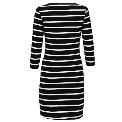 

Womens 34 Sleeve White Black Striped Mini Bodycon Dress Wear to Work Casual Party Pencil Dresses