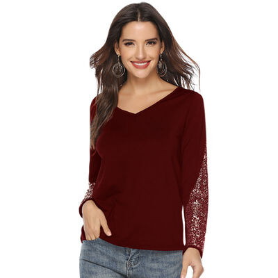

T Shirt Femme Women Sequins T-shirts Spring Summer Casual Patchwork Long Sleeve Tshirt Casual Tops Tee Shirt Femme