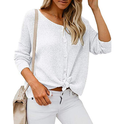 

Autumn Women Knitted Long Sleeve Button Cardigan Loose Jumper Sweater Casual Tops