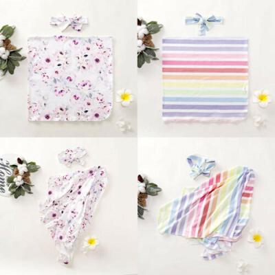 

Newborn Baby Cocoon Swaddle Blanket Sleeping Swaddle Muslin Wrap Headband Lovely