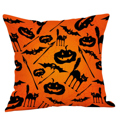 

Toponeto Happy Halloween Pillow Cases Linen Sofa Cushion Cover Home Decor