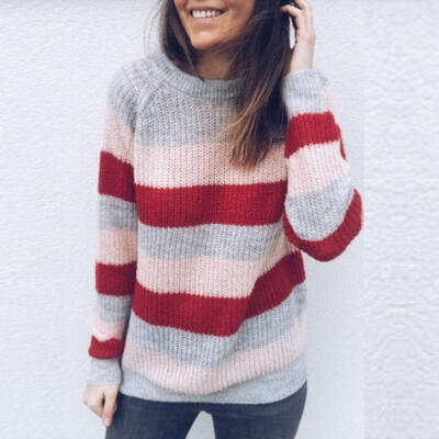 

Fashionable&comfortable women&39s striped sweater casual sweatshirt top pullover