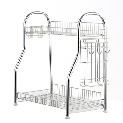 

6682B Kitchen Spice Racks 2-Tier Seasoning Shelf Kitchen Countertop Bathroom Organizer Seasoning Jars Bottle Rack Knife Rack wit