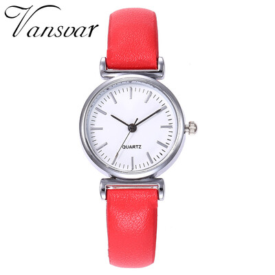 

Vansvar Brand Fashion Silver Case Creative Leather Strap Wrist Watch Casual Women Quartz Watches Gift Relogio Feminino 533