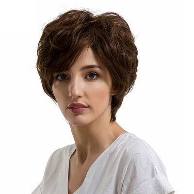 

〖Follure〗Natural Women Short Texture Hair Wigs Slight Wave Human Hair Female Wigs