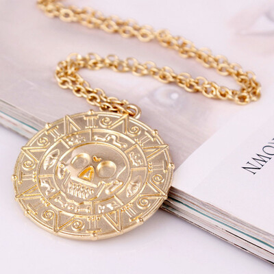 

Unisex Pirates Charm Caribbean Skull Necklace Pendant Gold Necklace of The Available