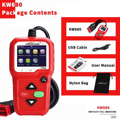 

KONNWEI OBDII CAN Diagnostic Tool Car Code Reader KW680 Engine Light Scan Tool OBD II Scanner for Cars Since 1996