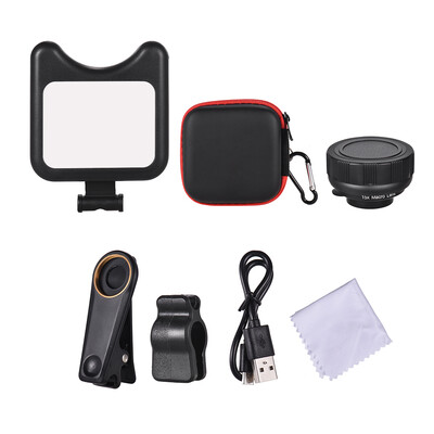 

Miao Lab APL-3663FL LED Beauty Selfie Fill Light 036X Wide Angle Lens 15X Macro Phone Lens Kit with 9 Lighting Modes for iPhone