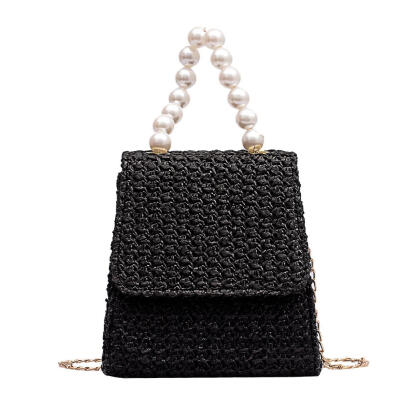 

Pearls Shoulder Messenger Handbags Women Weaving Chain Small Crossbody Bags