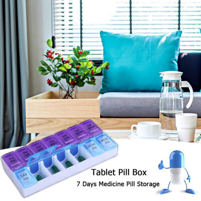 

14 Grids 7 Days Weekly Pill Case Medicine Dispenser Pill Box Splitters