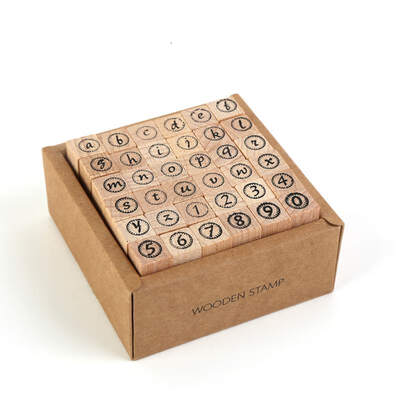 

Vintage Style Craft Seal Wooden Digital English Stamp Wooden Alphabet Number Seal Set Standardized Stamps English Letter Stamp