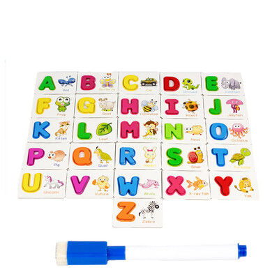 

Kids Alphabet Letter Learning Cards Set 26 English Letters Spelling Card Baby Preschool Early Word Cognitive Toys