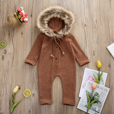 

Newborn Infant Baby Girls Boys Winter Clothes Hooded Romper Jumpsuit Outfits