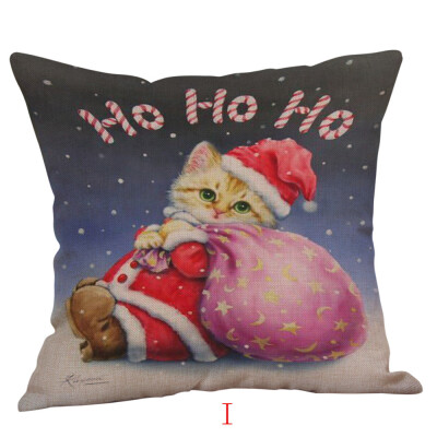 

〖Follure〗Happy Christmas Pillow Cases Linen Sofa Cushion Cover Home Decor Pillow Case