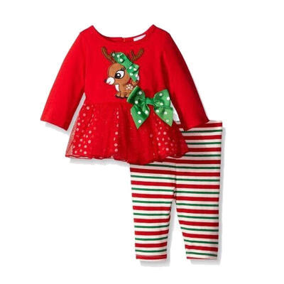 

Christmas Kids Baby Girls Infants Tops Long Pants Romper Clothes XMAS Outfit Set